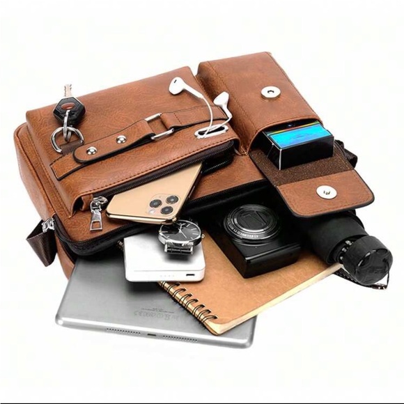 Vintage Style Messenger Bag - Vintage Explorer Sling Bag, Multi-Pocket Bag - Picture 3 of 15